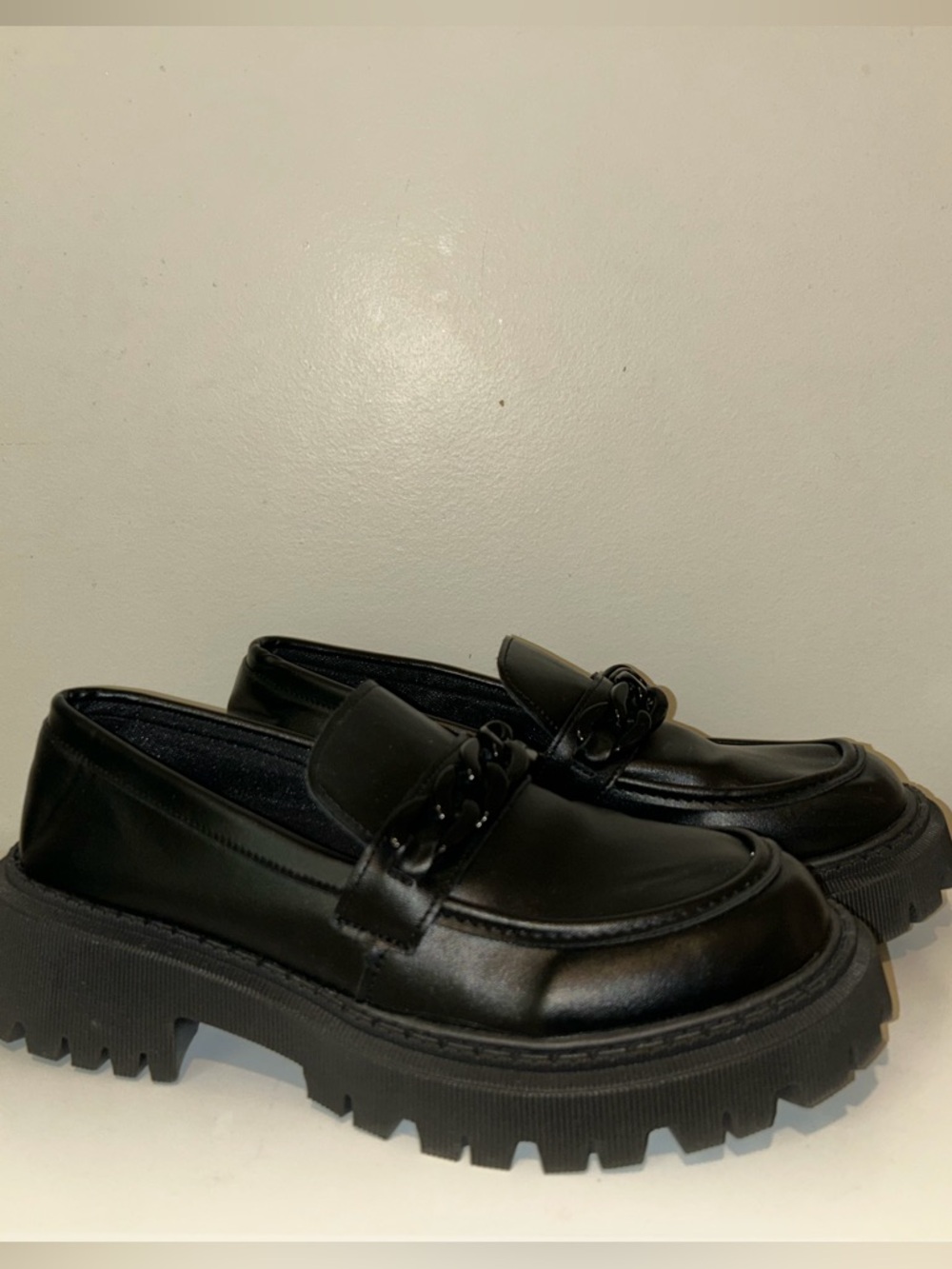 Black Chunky Lug-Soled Penny Loafers - Brand New (without Tags)